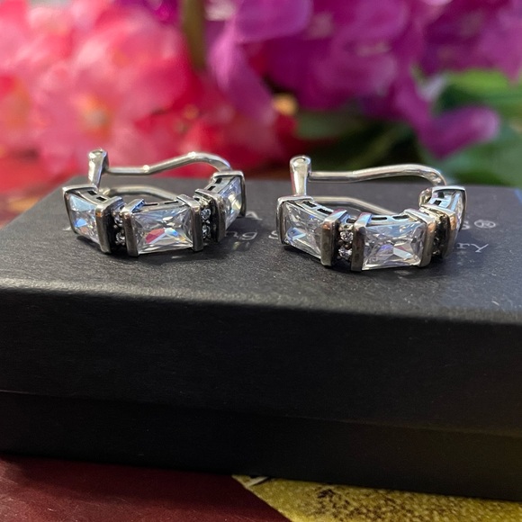 Silpada C1956 RARE Cubic Zirconia Omega Clip on Sterling Silver Earrings - Picture 8 of 16